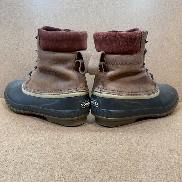 Sorel Mens Cheynne Waterproof Leather Duck Boots Size 10 Brown & Black Outdoor - Picture 4 of 8